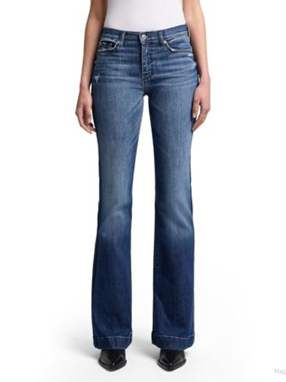 Mid Rise Flare Wide Leg Jeans 98% Cotton Stretch Business Casual